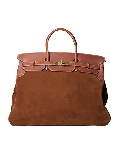 Birkin 40 Veau Barenia/Grizzly in Natural Fauve, front view
